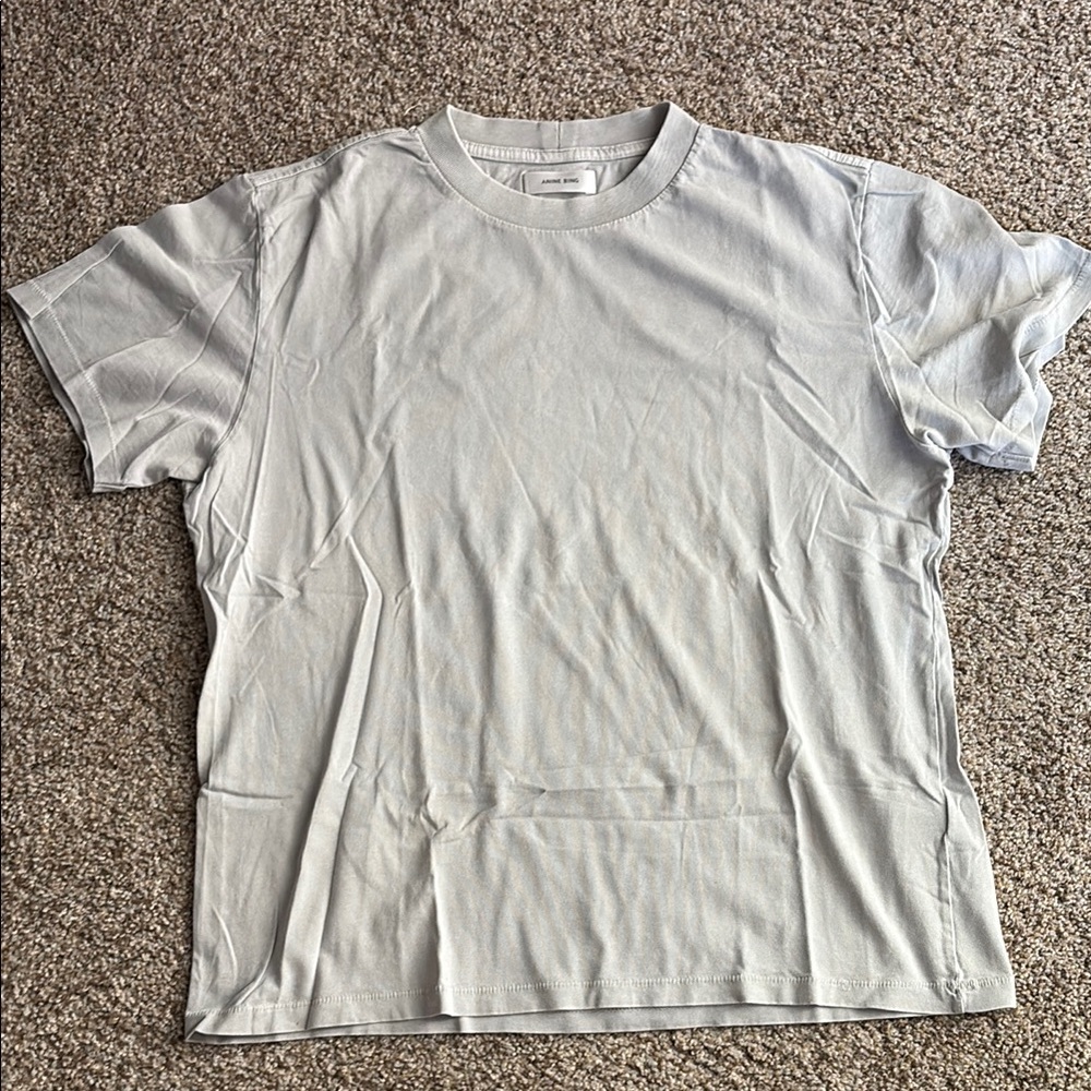 Anine Bing Gray/Blue 100% Cotton T-Shirt